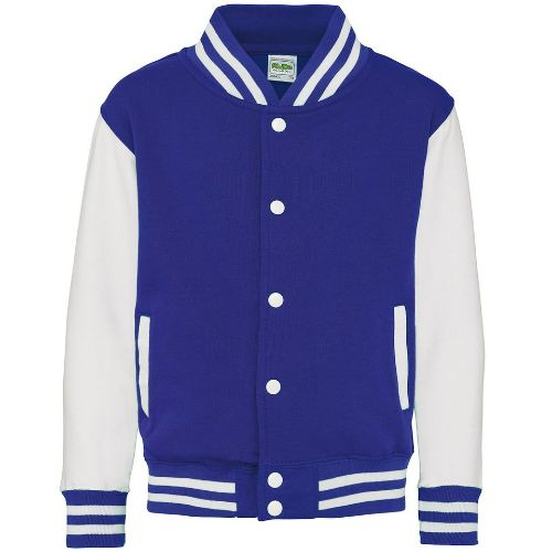 Awdis Just Hoods Kids Varsity Jacket Royal Blue/White